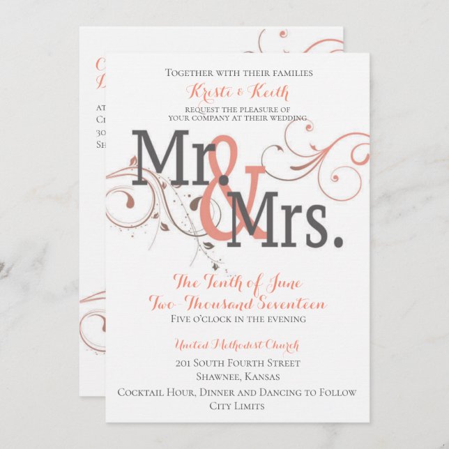 Becoming Mr. & Mrs. 5x7 Wedding Invitation (Front/Back)