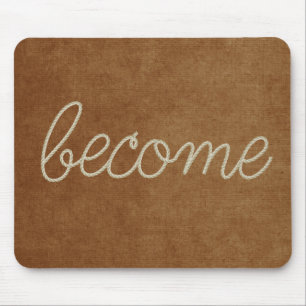 BECOMR Rope Text on Brown Texture Mouse Mat