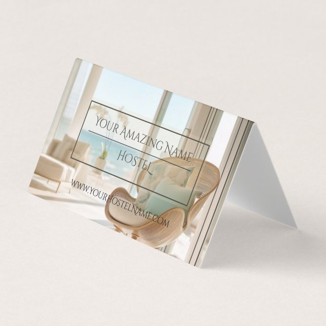 Bed and Breakfast Hostel Photo Delicate Elegant Business Card (Front)