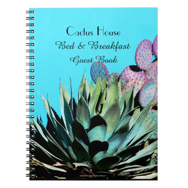 Bed Breakfast B&B Guest Book Agave Cactus Notebook (Front)