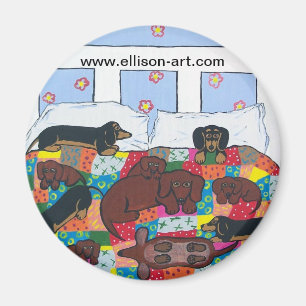 Bed Full of Dachshunds Magnet