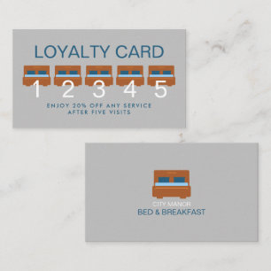 Bed Logo, Bed & Breakfast Accommodation Business Loyalty Card