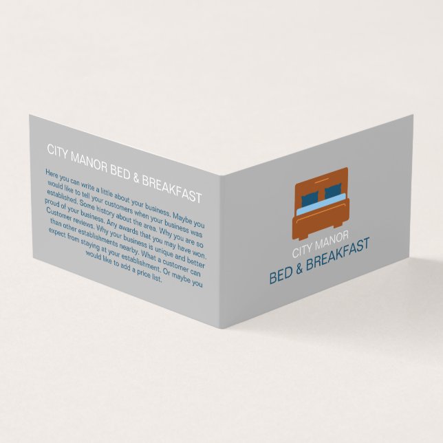 Bed Logo, Bed & Breakfast Accommodation Detailed Business Card (Outside)