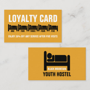 Bed Logo, Hostel Accommodation Business Loyalty Card