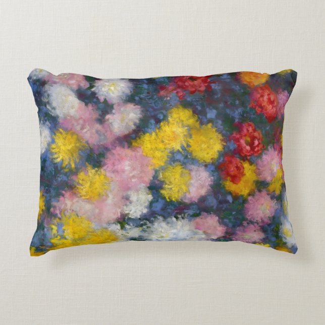 Bed of Chrysanthemums by Claude Monet Decorative Cushion (Front)