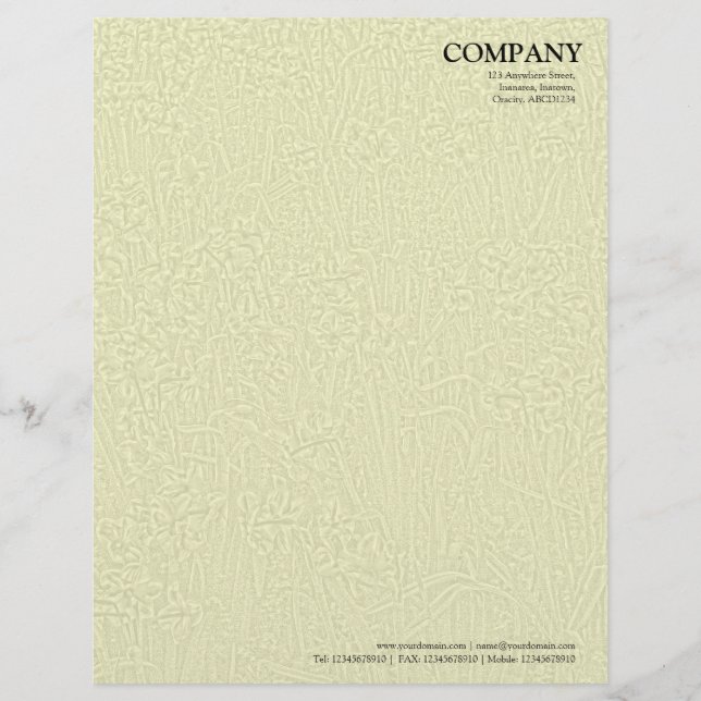 Bed of Daffodils Texture - Pale Yellow Customised Letterhead (Front)