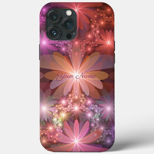 Bed Of Flowers Colourful Abstract Fractal Art Name Case-Mate iPhone Case (Back)