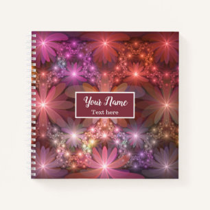 Bed Of Flowers Colourful Abstract Fractal Art Name Notebook