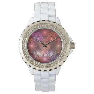Bed Of Flowers Colourful Abstract Fractal Name Watch