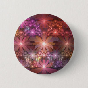 Bed Of Flowers Colourful Shiny Abstract Fractal Ar 6 Cm Round Badge