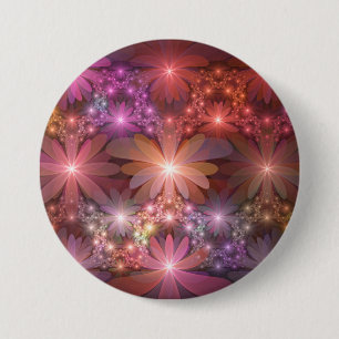 Bed Of Flowers Colourful Shiny Abstract Fractal Ar 7.5 Cm Round Badge