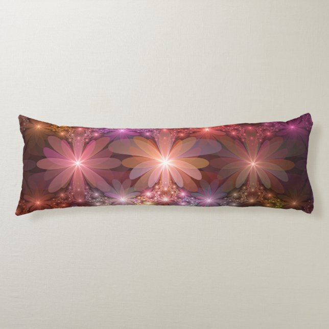 Bed Of Flowers Colourful Shiny Abstract Fractal Ar Body Cushion (Front)