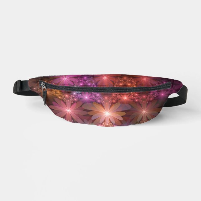 Bed Of Flowers Colourful Shiny Abstract Fractal Ar Bum Bags (Front)