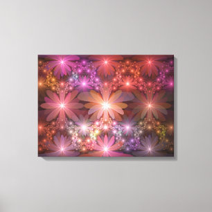 Bed Of Flowers Colourful Shiny Abstract Fractal Ar Canvas Print