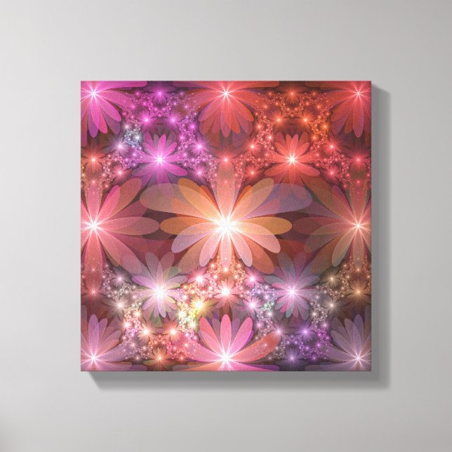 Bed Of Flowers Colourful Shiny Abstract Fractal Ar Canvas Print (Front)