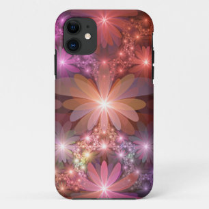 Bed Of Flowers Colourful Shiny Abstract Fractal Ar iPhone 11 Case