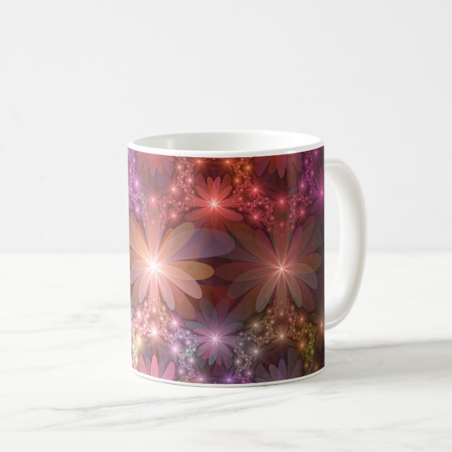 Bed Of Flowers Colourful Shiny Abstract Fractal Ar Coffee Mug (Front Right)