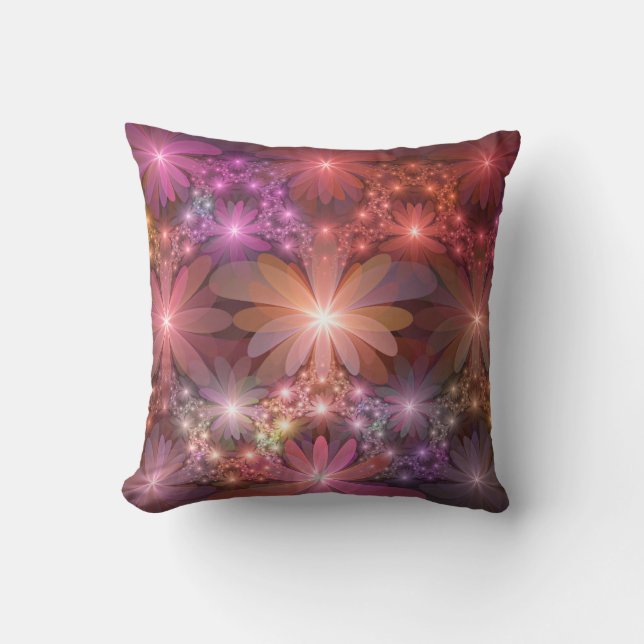 Bed Of Flowers Colourful Shiny Abstract Fractal Ar Cushion (Front)