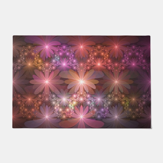 Bed Of Flowers Colourful Shiny Abstract Fractal Ar Doormat (Front)