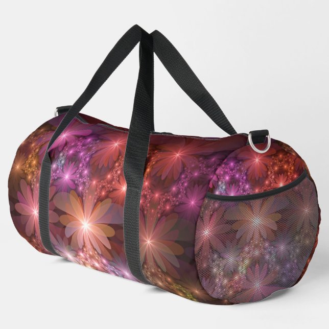 Bed Of Flowers Colourful Shiny Abstract Fractal Ar Duffle Bag (Right Corner)