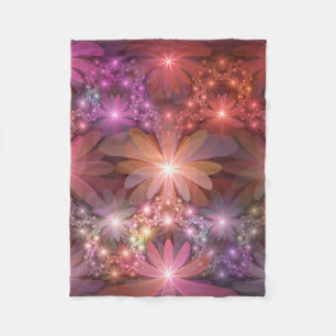 Bed Of Flowers Colourful Shiny Abstract Fractal Ar Fleece Blanket