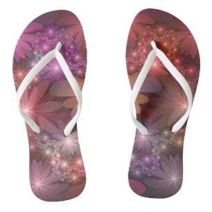 Bed Of Flowers Colourful Shiny Abstract Fractal Ar Flip Flops
