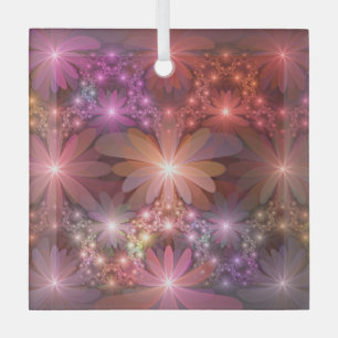 Bed Of Flowers Colourful Shiny Abstract Fractal Ar Glass Tree Decoration