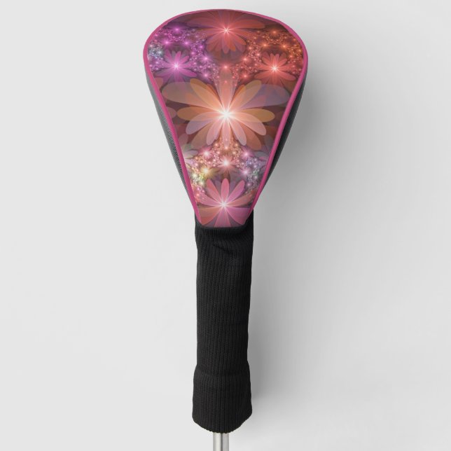 Bed Of Flowers Colourful Shiny Abstract Fractal Ar Golf Head Cover (Front)