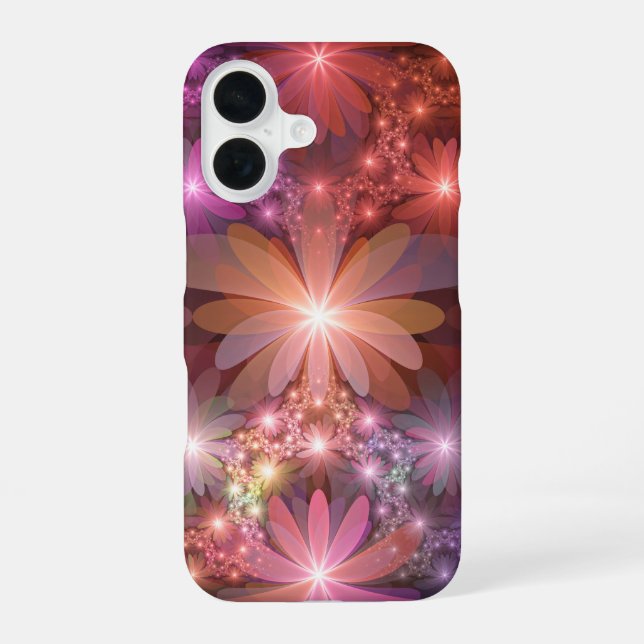 Bed Of Flowers Colourful Shiny Abstract Fractal Ar iPhone 16 Case (Back)