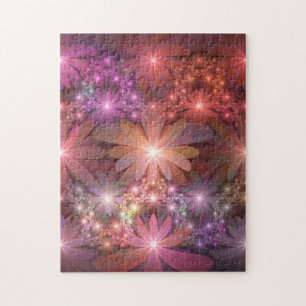 Bed Of Flowers Colourful Shiny Abstract Fractal Ar Jigsaw Puzzle