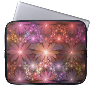 Bed Of Flowers Colourful Shiny Abstract Fractal Ar Laptop Sleeve