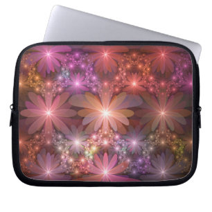 Bed Of Flowers Colourful Shiny Abstract Fractal Ar Laptop Sleeve