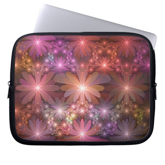 Bed Of Flowers Colourful Shiny Abstract Fractal Ar Laptop Sleeve (Front)