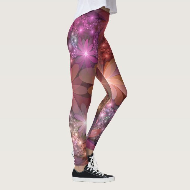 Bed Of Flowers Colourful Shiny Abstract Fractal Ar Leggings (Right)