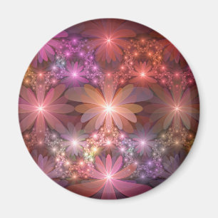 Bed Of Flowers Colourful Shiny Abstract Fractal Ar Magnet