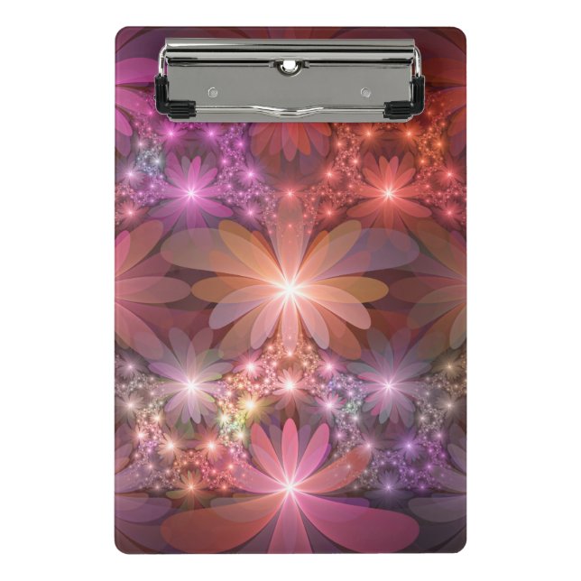 Bed Of Flowers Colourful Shiny Abstract Fractal Ar Mini Clipboard (Front)