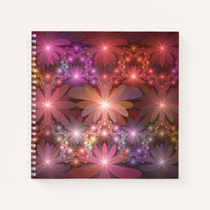 Bed Of Flowers Colourful Shiny Abstract Fractal Ar Notebook