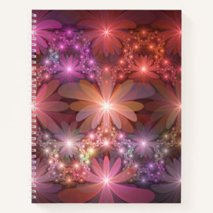 Bed Of Flowers Colourful Shiny Abstract Fractal Ar Notebook