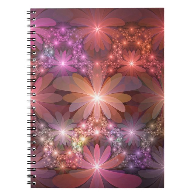 Bed Of Flowers Colourful Shiny Abstract Fractal Ar Notebook (Front)