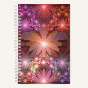 Bed Of Flowers Colourful Shiny Abstract Fractal Ar Notebook
