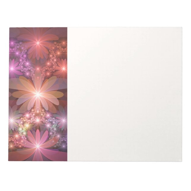 Bed Of Flowers Colourful Shiny Abstract Fractal Ar Notepad (Front)