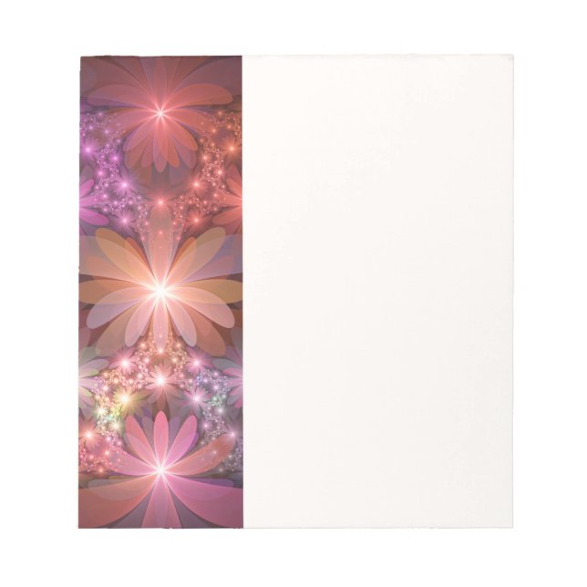Bed Of Flowers Colourful Shiny Abstract Fractal Ar Notepad (Front)