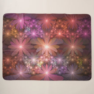 Bed Of Flowers Colourful Shiny Abstract Fractal Ar Sherpa Blanket