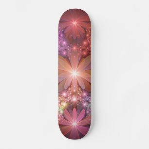 Bed Of Flowers Colourful Shiny Abstract Fractal Ar Skateboard