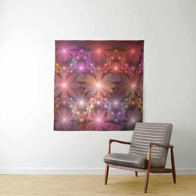 Bed Of Flowers Colourful Shiny Abstract Fractal Ar Tapestry (In Situ)