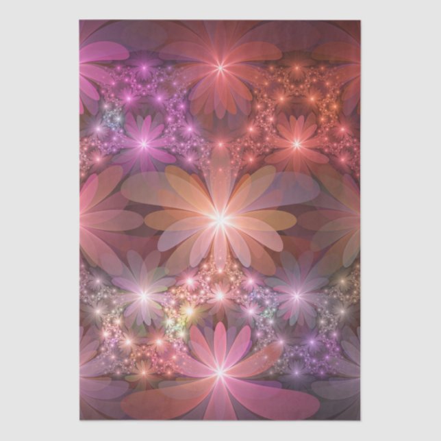 Bed Of Flowers Colourful Shiny Abstract Fractal Ar Tissue Paper (Front)