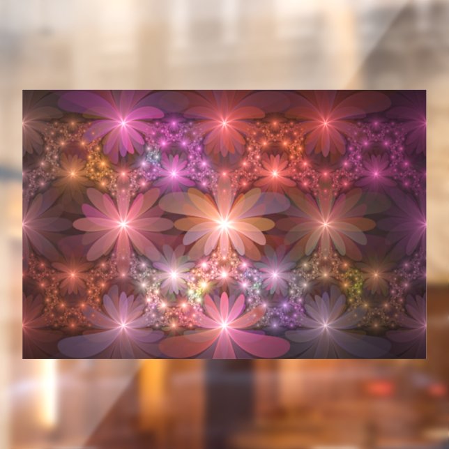 Bed Of Flowers Colourful Shiny Abstract Fractal Ar Window Cling (Sheet 2)