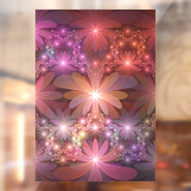 Bed Of Flowers Colourful Shiny Abstract Fractal Ar Window Cling (Sheet 2)