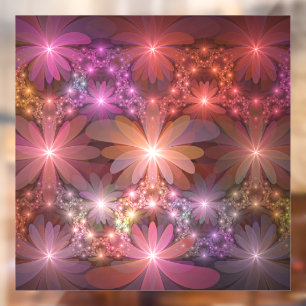 Bed Of Flowers Colourful Shiny Abstract Fractal Ar Window Cling