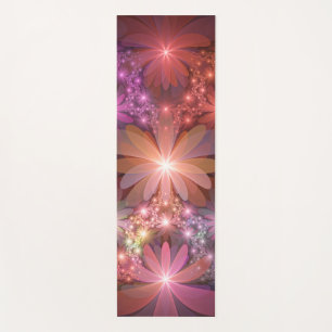 Bed Of Flowers Colourful Shiny Abstract Fractal Ar Yoga Mat